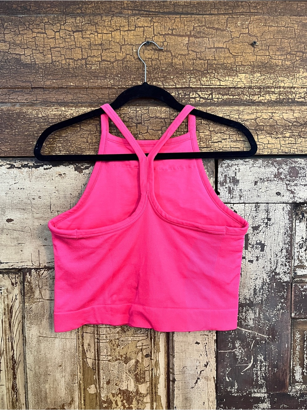 JoyLab Neon Pink Ribbed Athletic Set | Tank & Biker Shorts | Size L - Picture 4 of 5